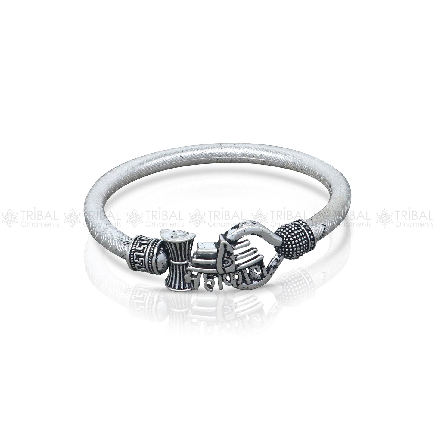 925 sterling silver handmade lord mahakal stylish kada bangle bracelet tribal jewelry nsk856 - TRIBAL ORNAMENTS