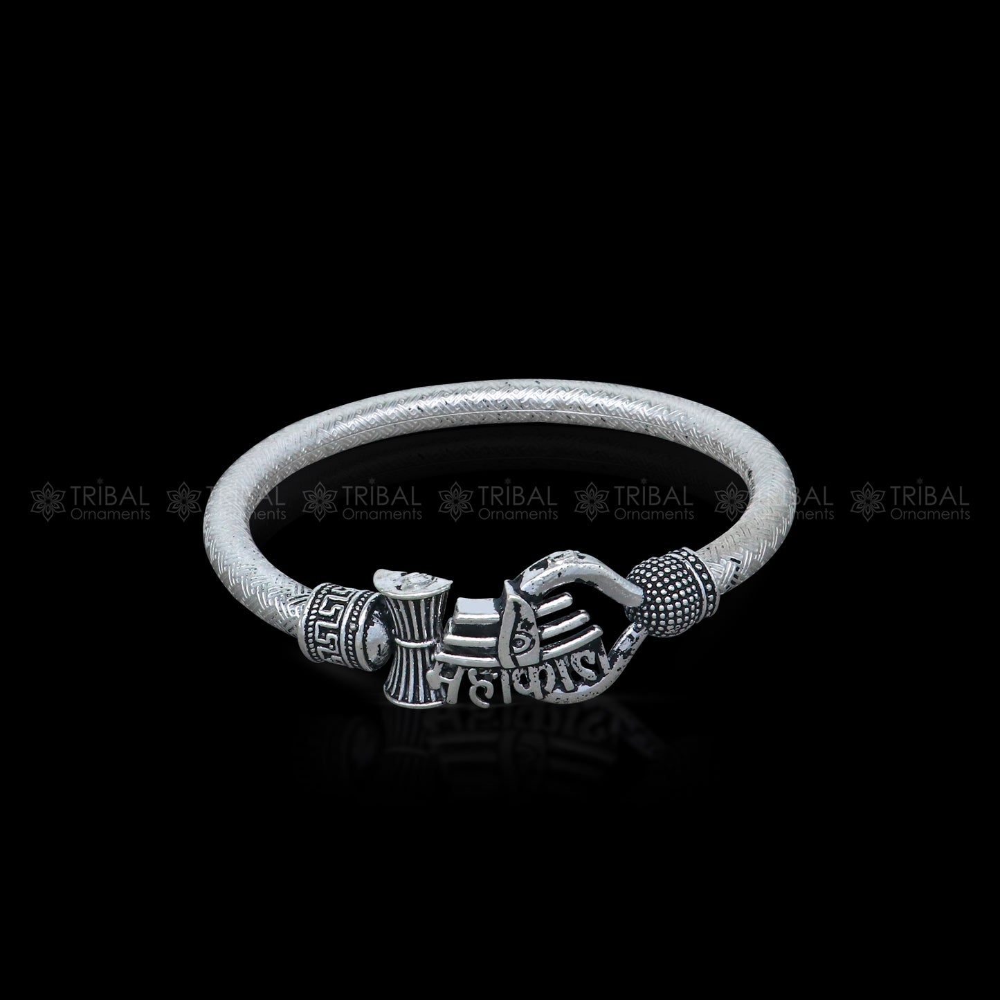 925 sterling silver handmade lord mahakal stylish kada bangle bracelet tribal jewelry nsk857 - TRIBAL ORNAMENTS