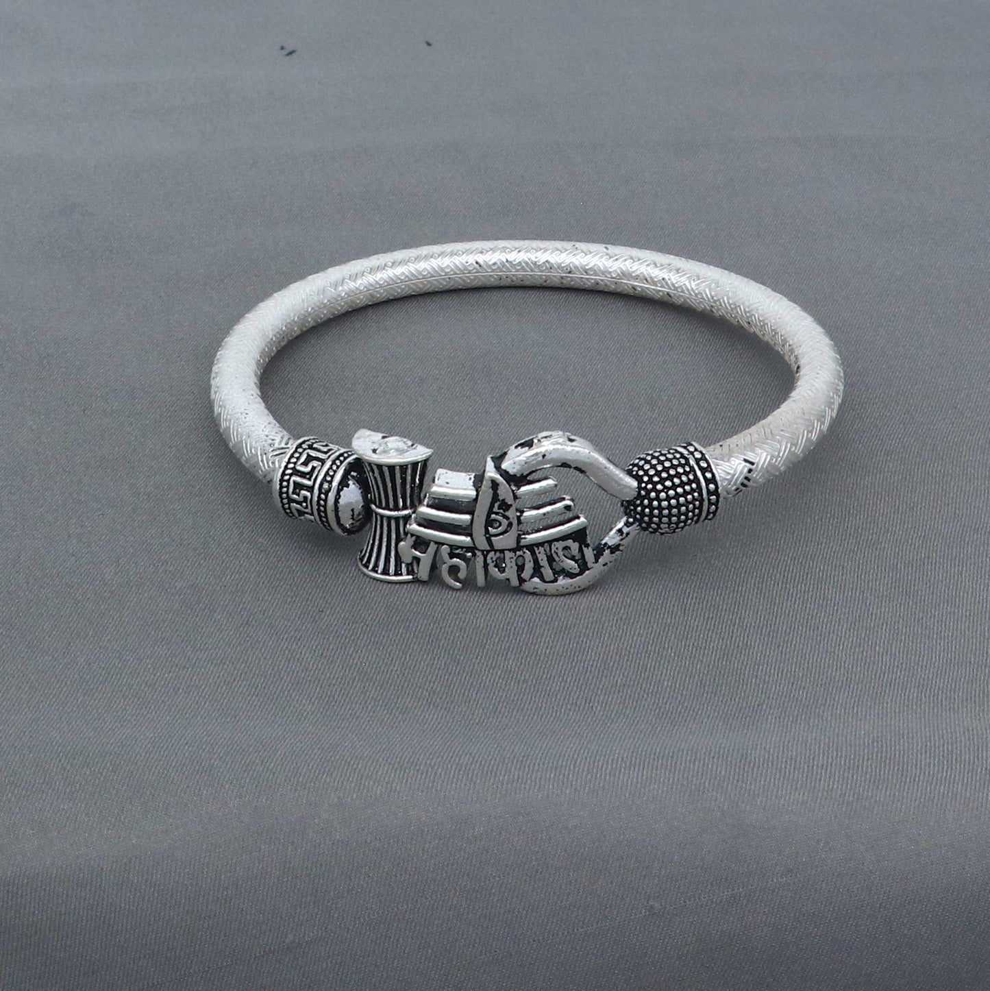 925 sterling silver handmade lord mahakal stylish kada bangle bracelet tribal jewelry nsk857 - TRIBAL ORNAMENTS