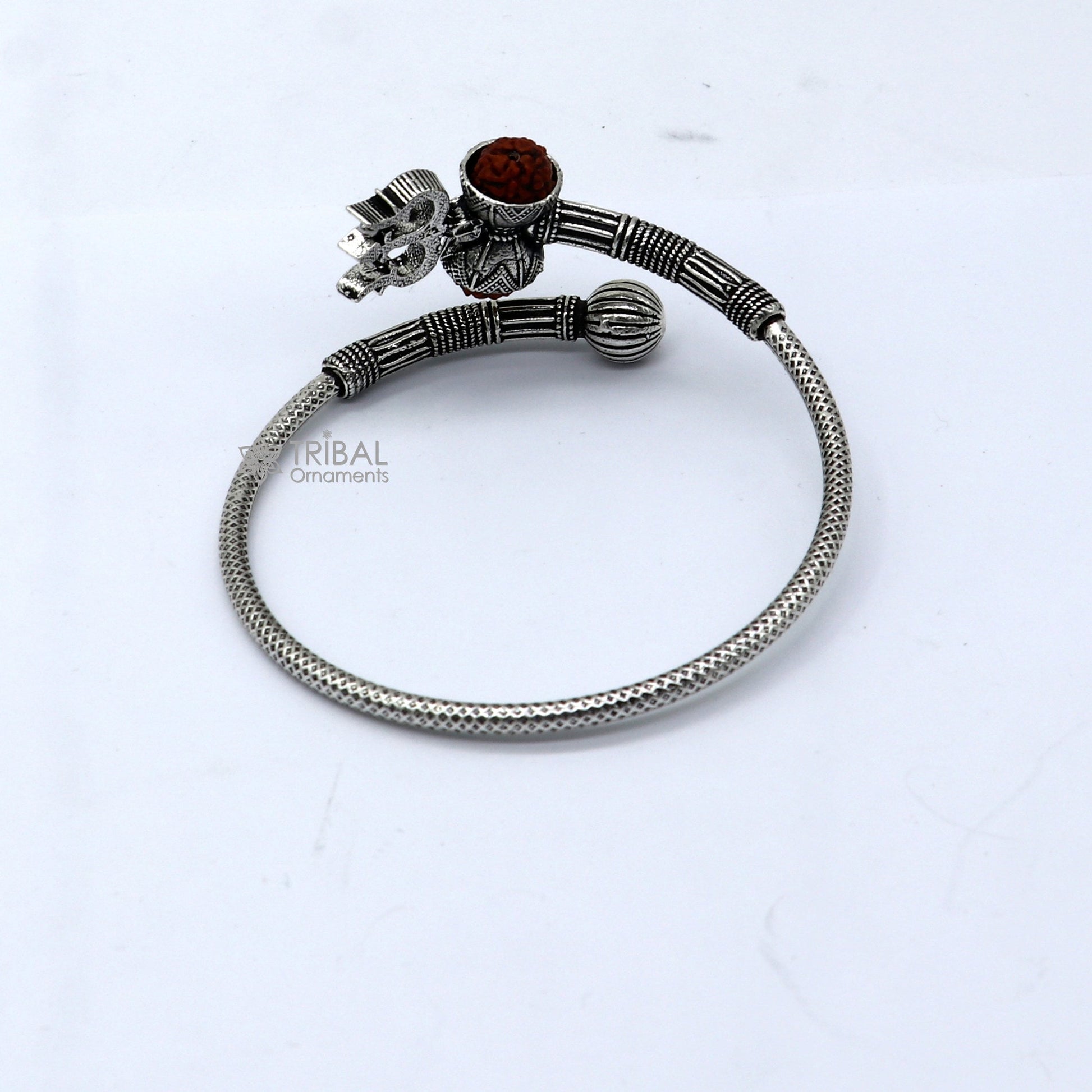 925 sterling silver handmade Lord Shiva Trishul bangle bracelet Rudraksha kada, excellent Bahubali trident kada bracelet gift nsk841 - TRIBAL ORNAMENTS