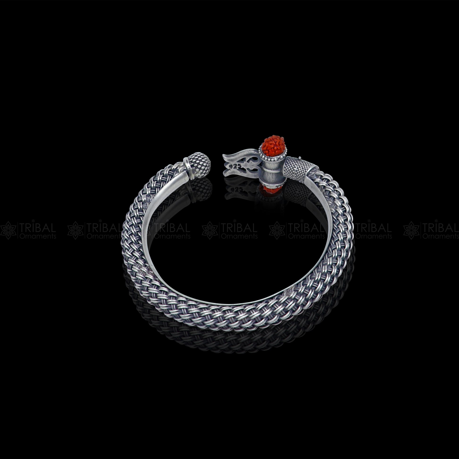 Lord Shiva trident / trishul design 925 sterling silver handmade bangle bracelet kada nsk850 - TRIBAL ORNAMENTS