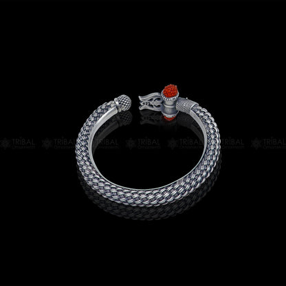 Lord Shiva trident / trishul design 925 sterling silver handmade bangle bracelet kada nsk850 - TRIBAL ORNAMENTS