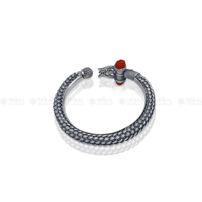 Lord Shiva trident / trishul design 925 sterling silver handmade bangle bracelet kada nsk850 - TRIBAL ORNAMENTS
