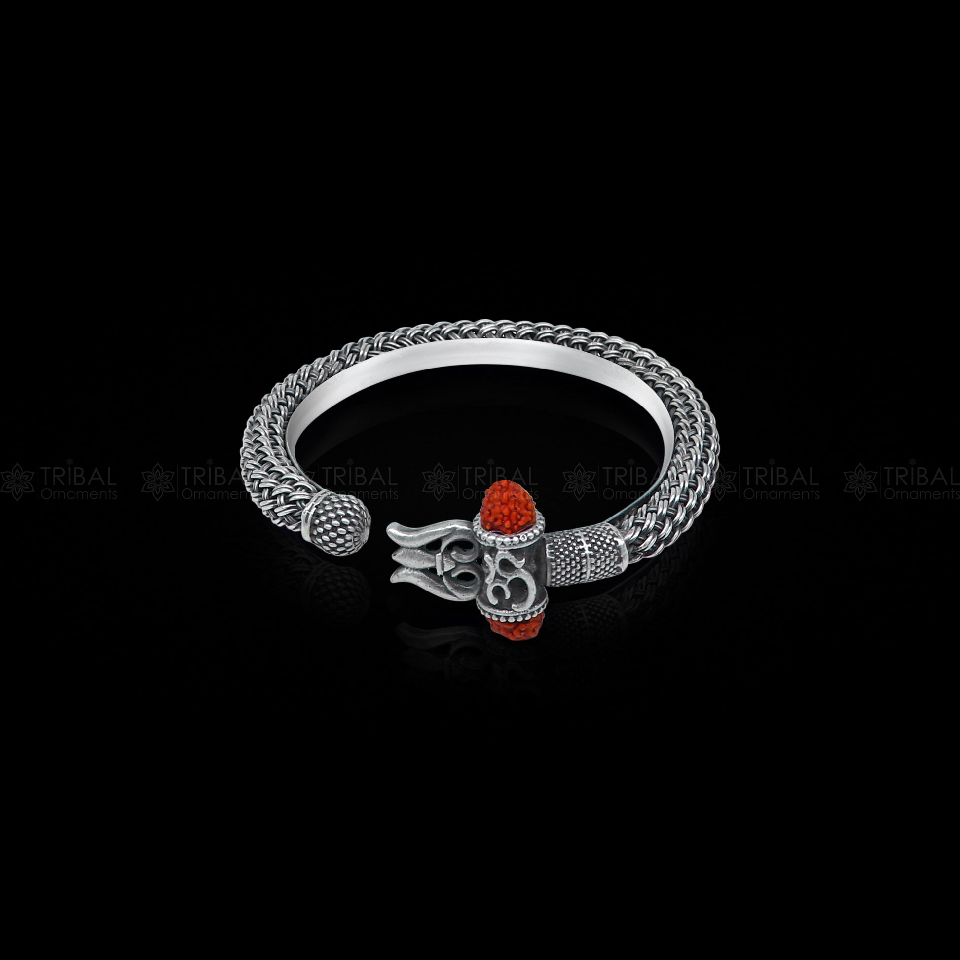 Lord Shiva trident / trishul design 925 sterling silver handmade bangle bracelet kada nsk850 - TRIBAL ORNAMENTS