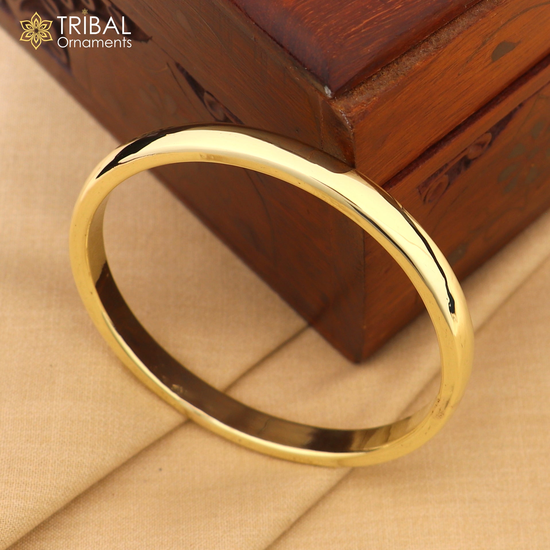 Ashtdhatu kada round flat customized plain shiny bangle kada unisex jewelry nsk939 - TRIBAL ORNAMENTS