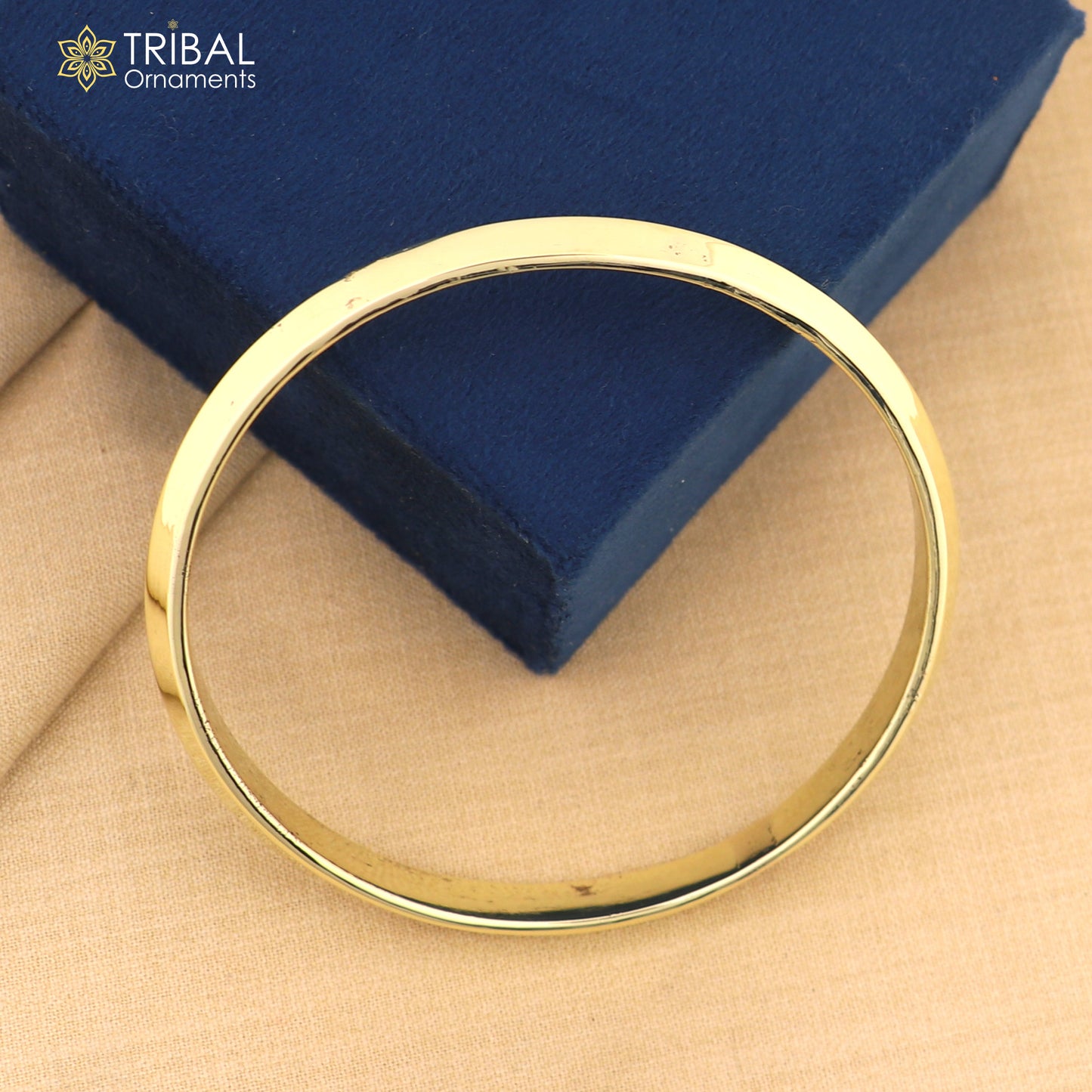 Ashtdhatu kada round flat customized plain shiny bangle kada unisex jewelry nsk939 - TRIBAL ORNAMENTS