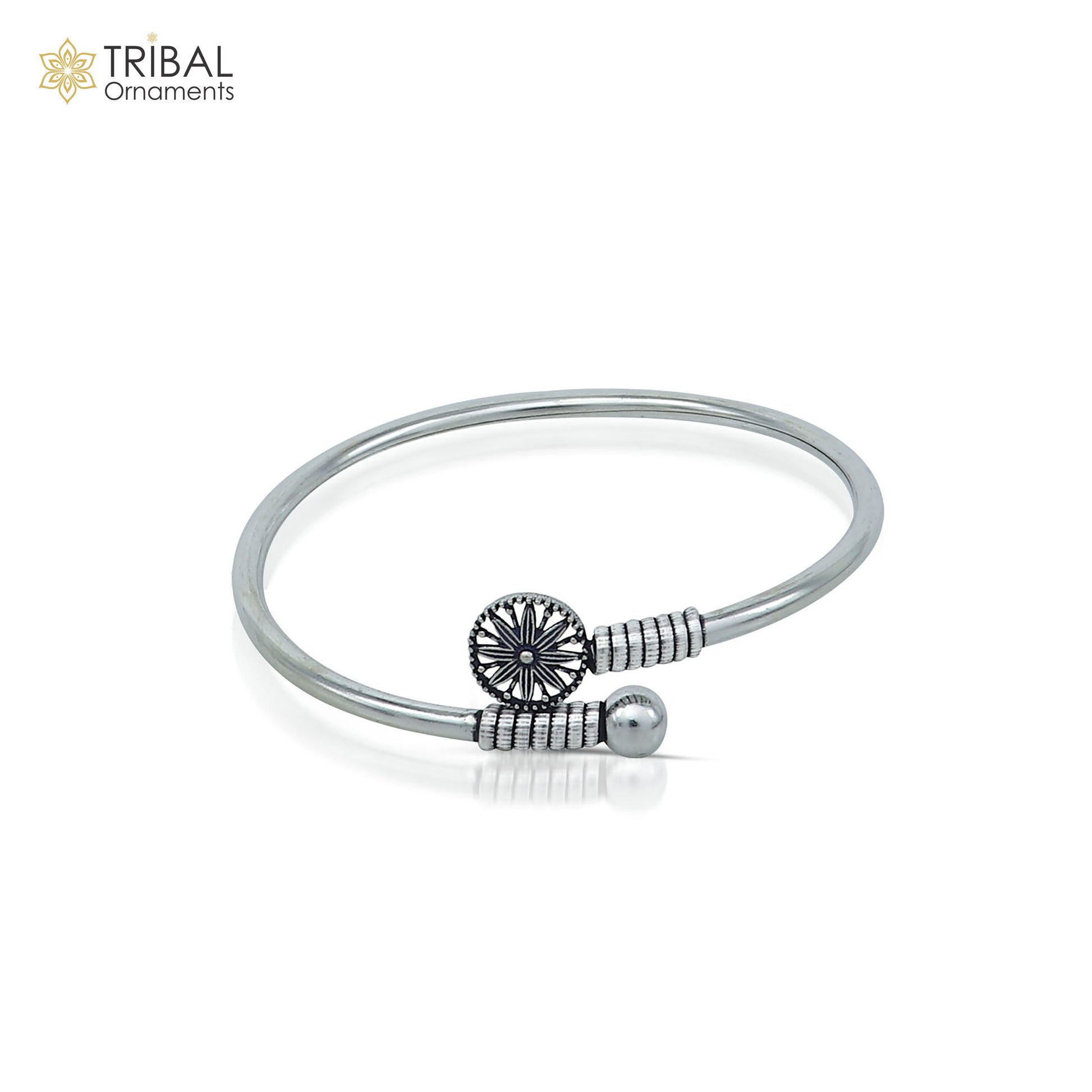 925 sterling silver handmade stylish kada bangle bracelet tribal jewelry nsk861 - TRIBAL ORNAMENTS