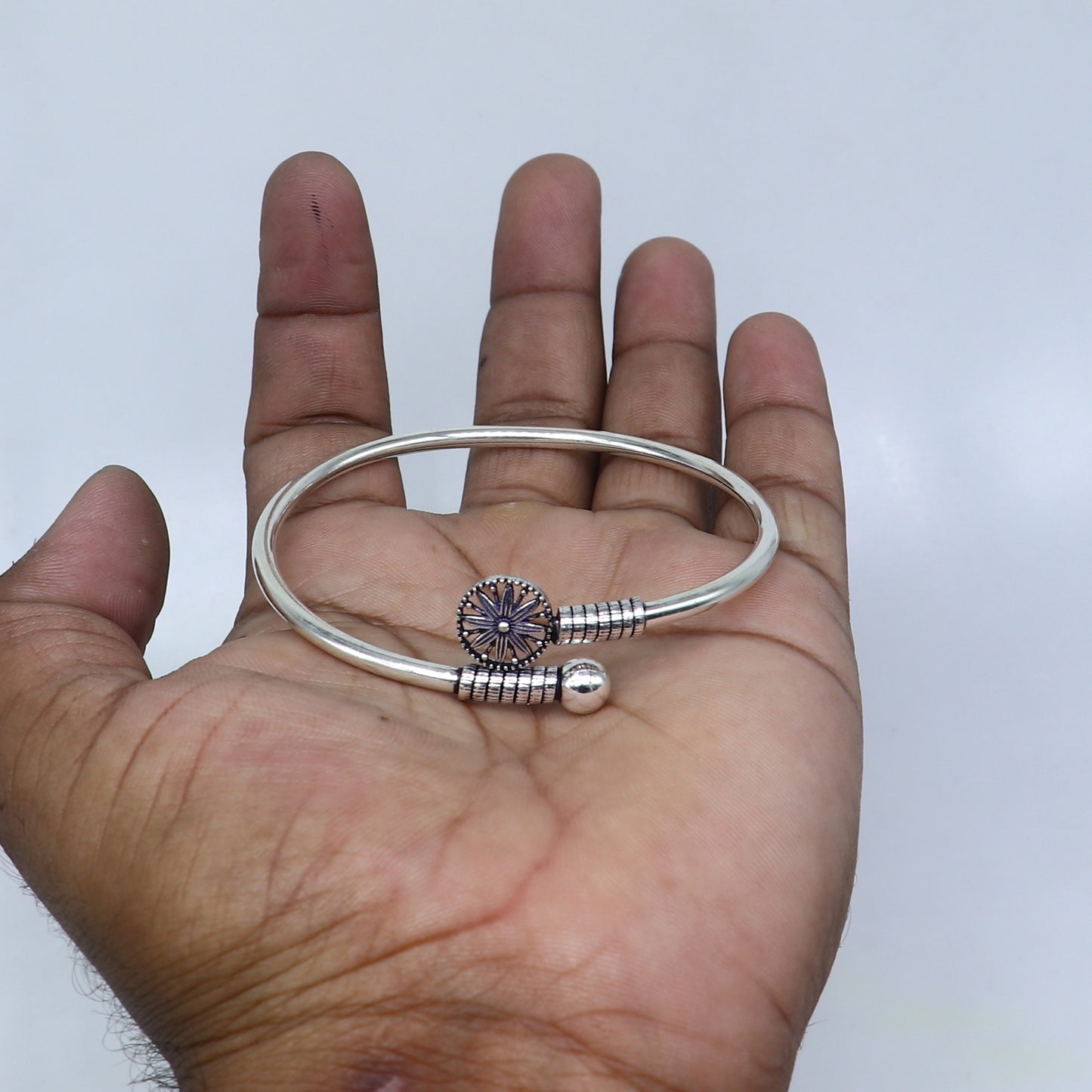 925 sterling silver handmade stylish kada bangle bracelet tribal jewelry nsk861 - TRIBAL ORNAMENTS