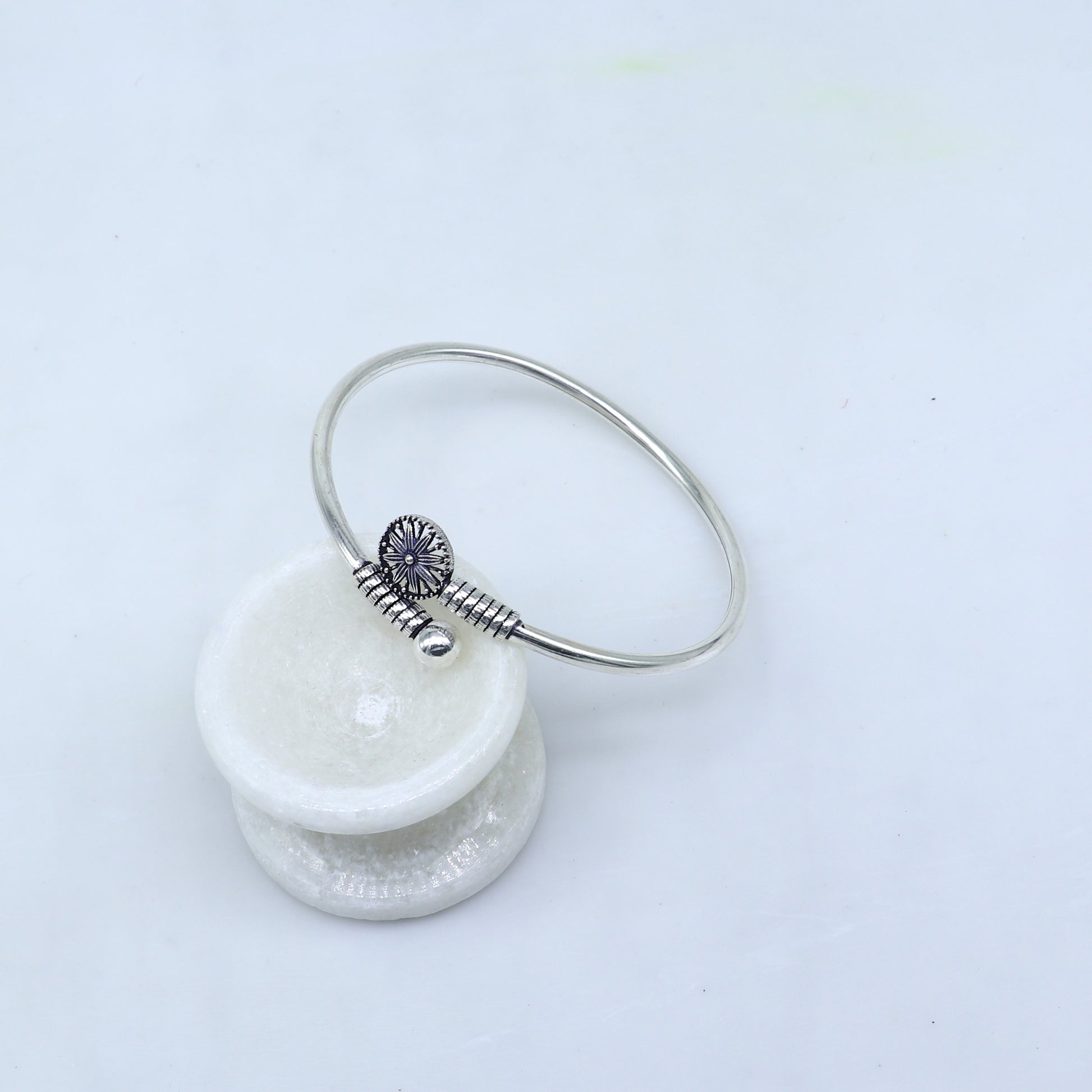 925 sterling silver handmade stylish kada bangle bracelet tribal jewelry nsk861 - TRIBAL ORNAMENTS