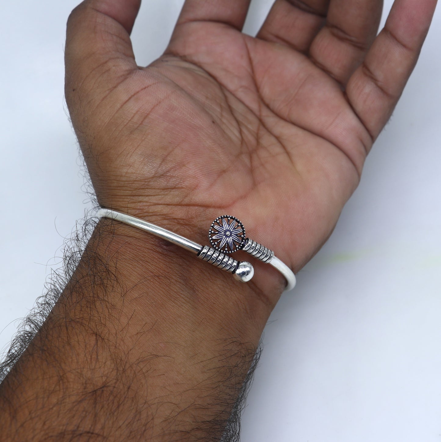 925 sterling silver handmade stylish kada bangle bracelet tribal jewelry nsk861 - TRIBAL ORNAMENTS