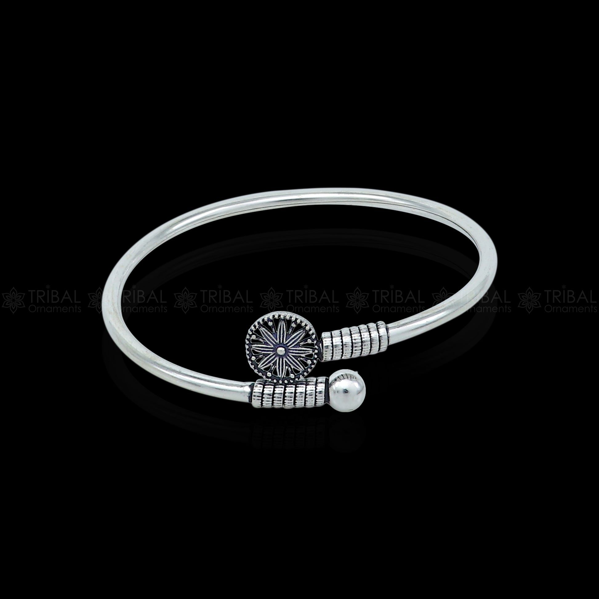 925 sterling silver handmade stylish kada bangle bracelet tribal jewelry nsk861 - TRIBAL ORNAMENTS