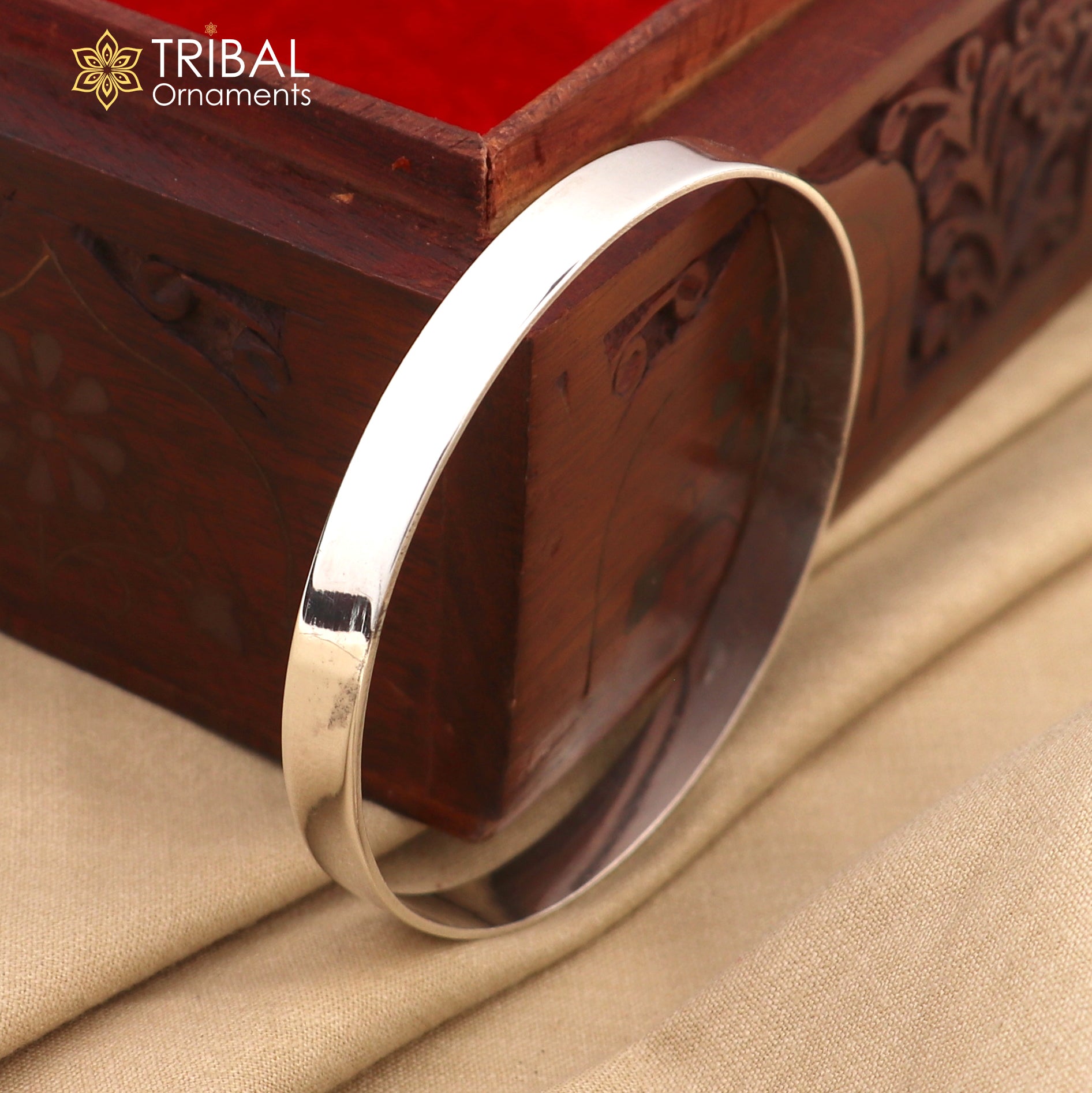 925 Sterling silver customized plain bangle kada tribal jewelry nsk943 - TRIBAL ORNAMENTS
