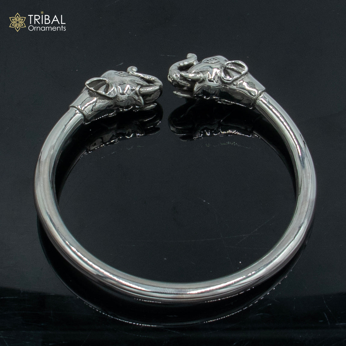 925 sterling silver handmade Elephant design plain bangle bracelet kada nsk889 - TRIBAL ORNAMENTS