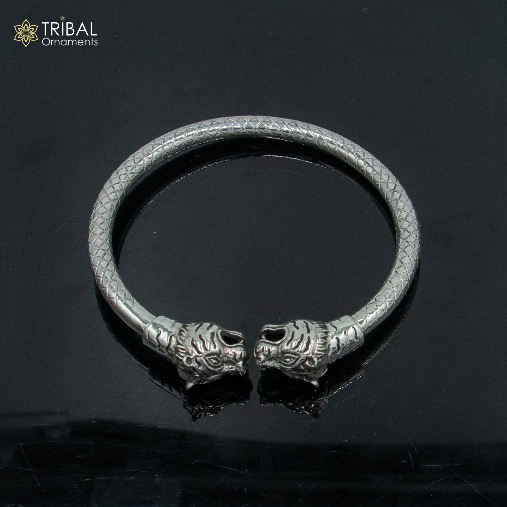925 sterling silver handmade Lion face design bangle bracelet kada nsk888 - TRIBAL ORNAMENTS
