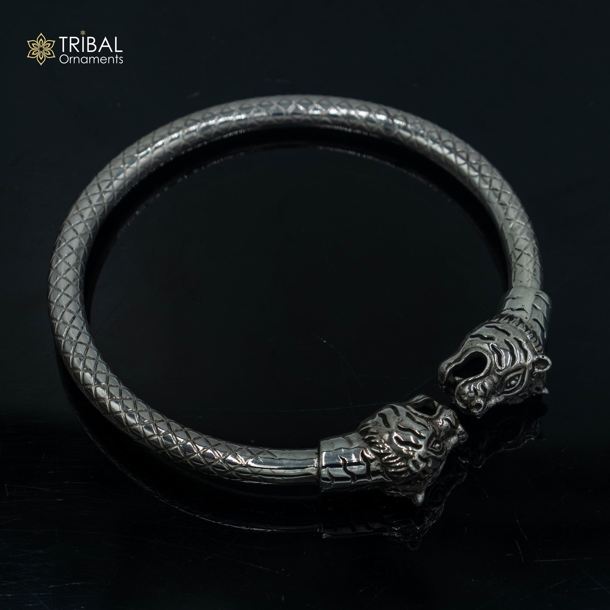 925 sterling silver handmade Lion face design bangle bracelet kada nsk888 - TRIBAL ORNAMENTS