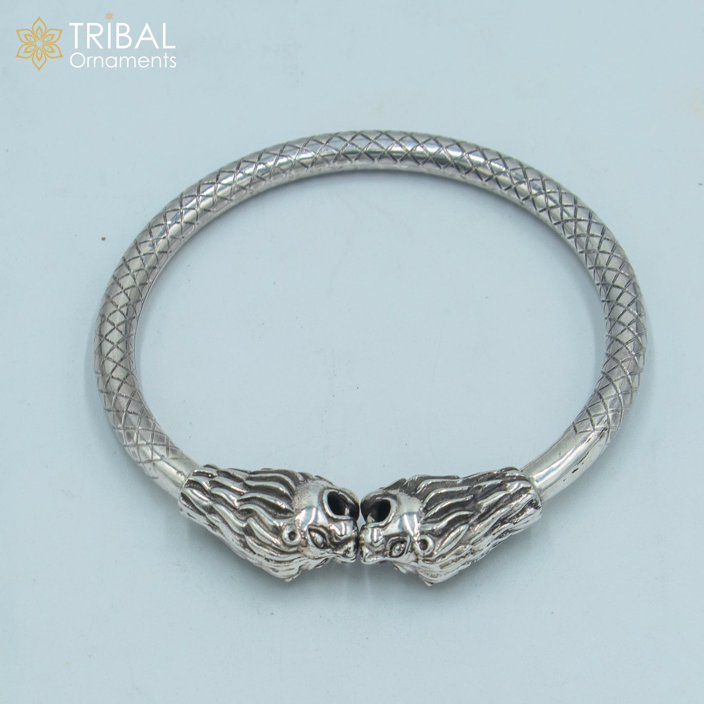 925 sterling silver handmade Lion face design  bangle bracelet kada nsk892 - TRIBAL ORNAMENTS