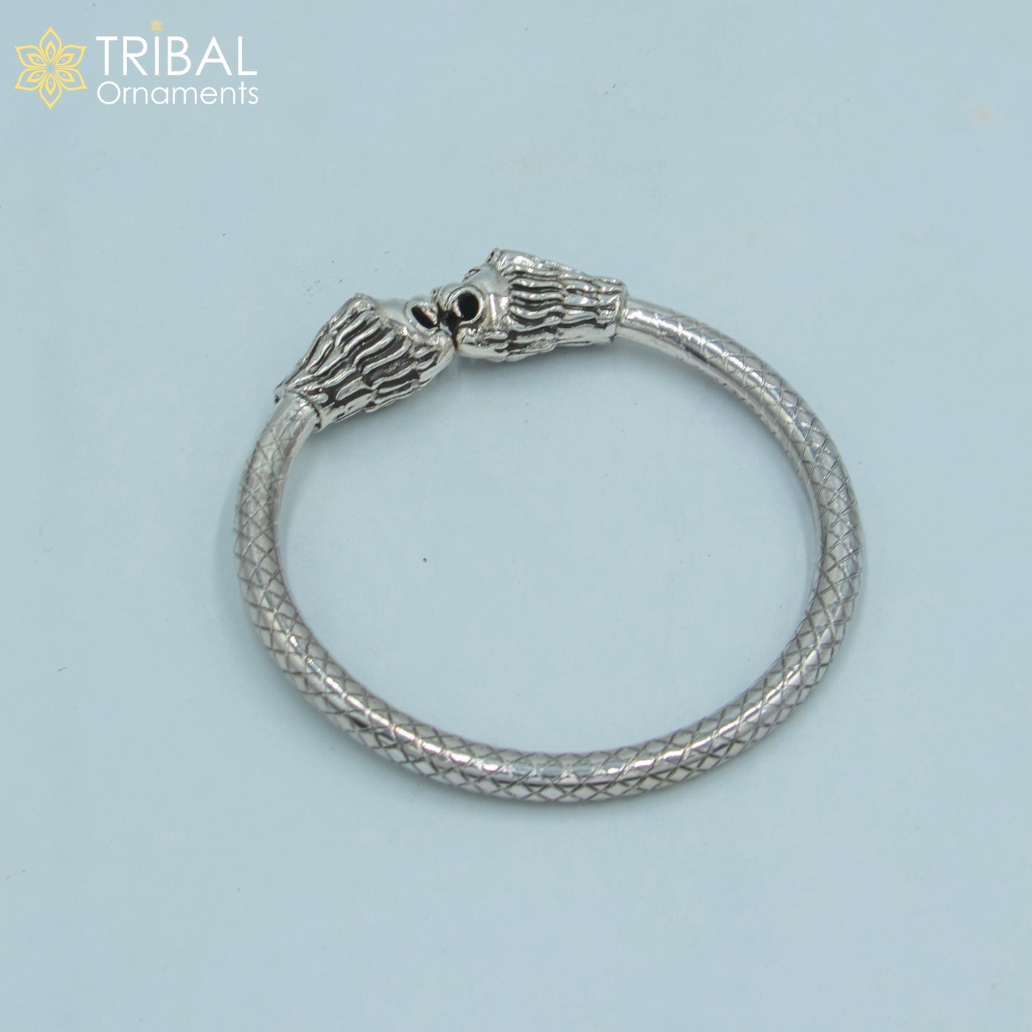 925 sterling silver handmade Lion face design  bangle bracelet kada nsk892 - TRIBAL ORNAMENTS