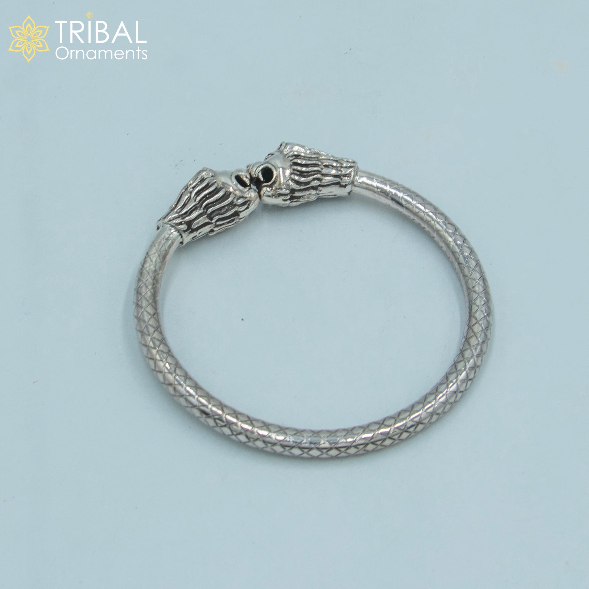 925 sterling silver handmade Lion face design  bangle bracelet kada nsk892 - TRIBAL ORNAMENTS