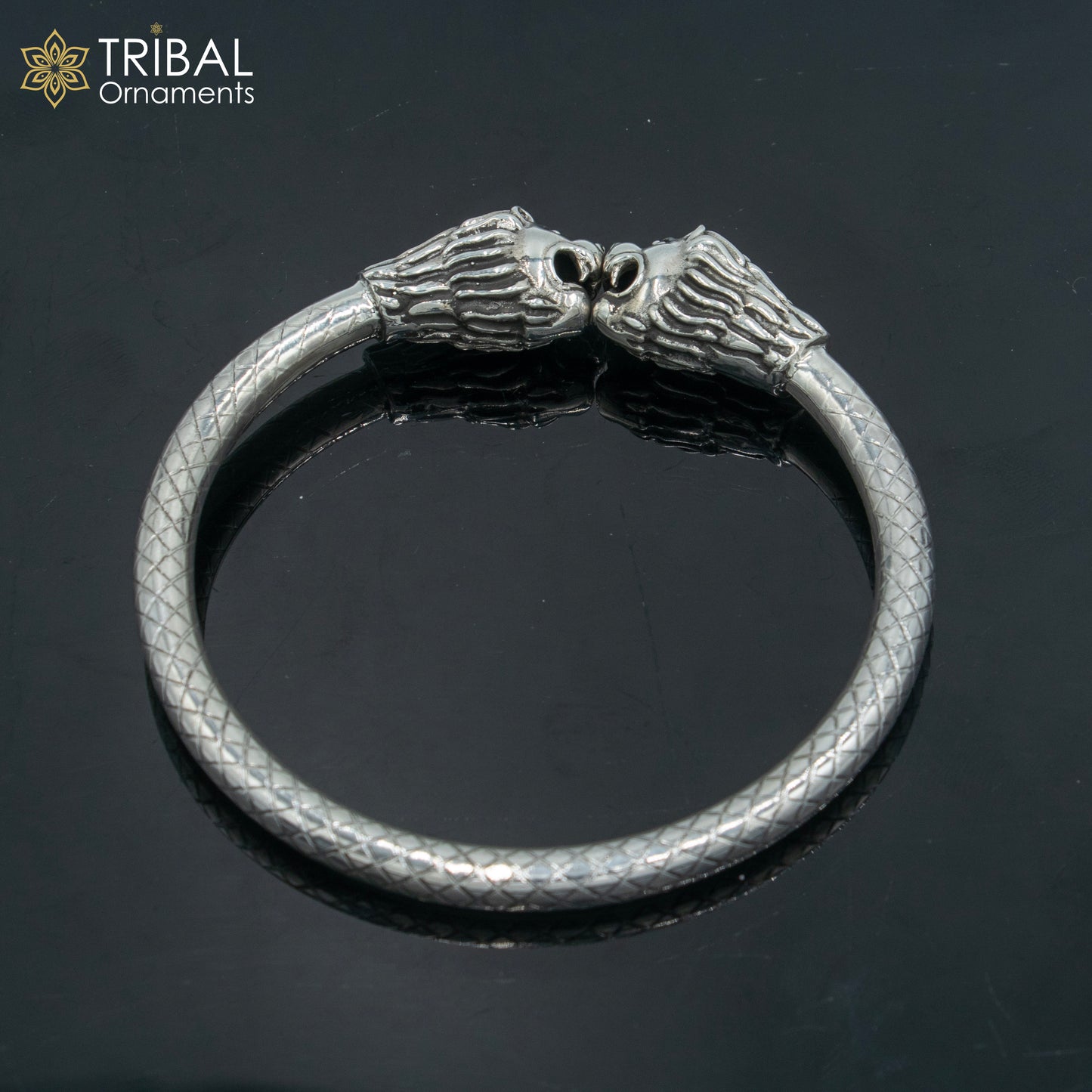 925 sterling silver handmade Lion face design  bangle bracelet kada nsk892 - TRIBAL ORNAMENTS