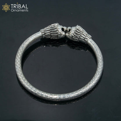 925 sterling silver handmade Lion face design  bangle bracelet kada nsk892 - TRIBAL ORNAMENTS