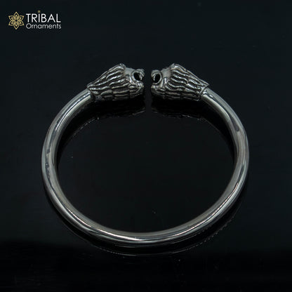 925 sterling silver handmade Lion face design plain bangle bracelet kada nsk890 - TRIBAL ORNAMENTS
