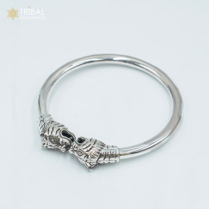 925 sterling silver handmade Lion face design plain bangle bracelet kada nsk891 - TRIBAL ORNAMENTS