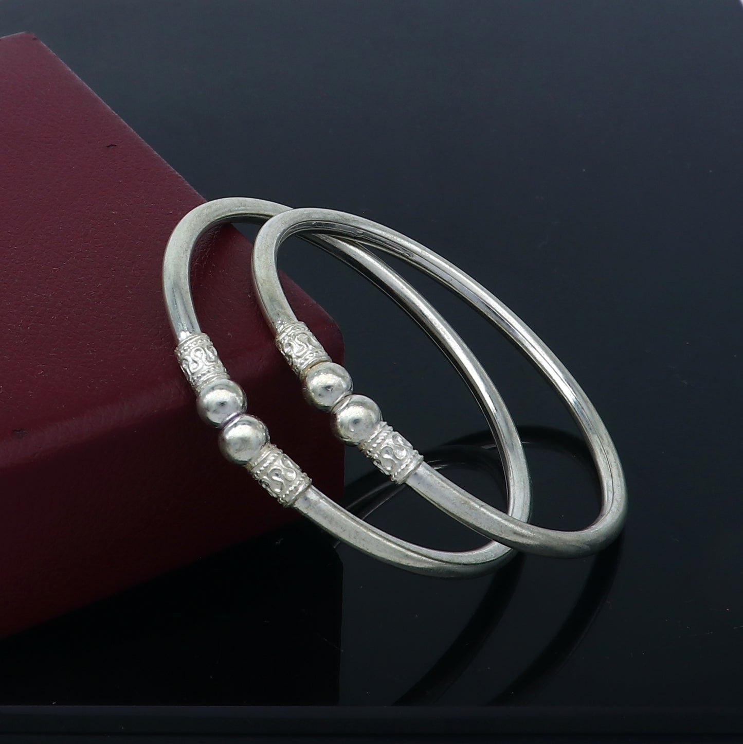 925 sterling silver handmade fabulous plain stylish kada bangle bracelet tribal jewelry nsk858 - TRIBAL ORNAMENTS