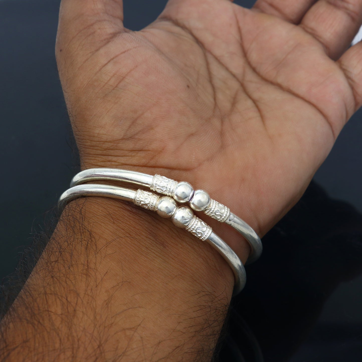 925 sterling silver handmade fabulous plain stylish kada bangle bracelet tribal jewelry nsk858 - TRIBAL ORNAMENTS