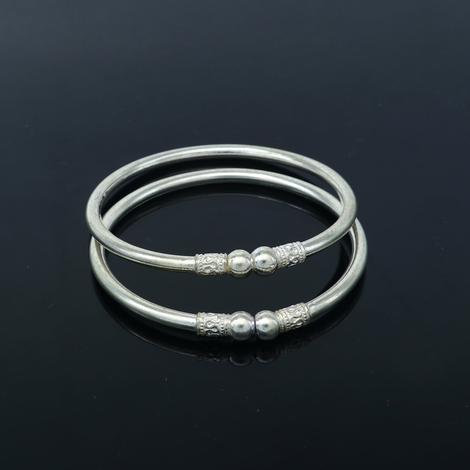 925 sterling silver handmade fabulous plain stylish kada bangle bracelet tribal jewelry nsk858 - TRIBAL ORNAMENTS