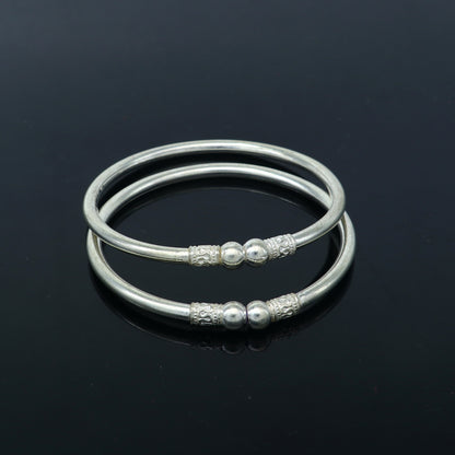 925 sterling silver handmade fabulous plain stylish kada bangle bracelet tribal jewelry nsk858 - TRIBAL ORNAMENTS