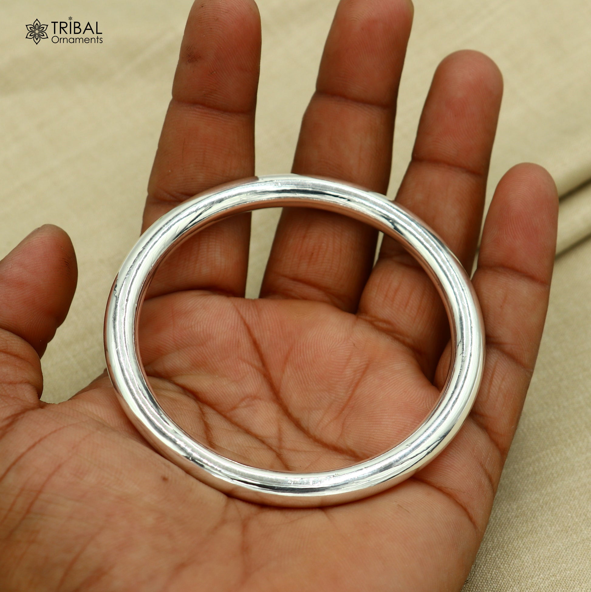 Solid 999 silver customized round plain bangle kada tribal jewelry nsk946 - TRIBAL ORNAMENTS