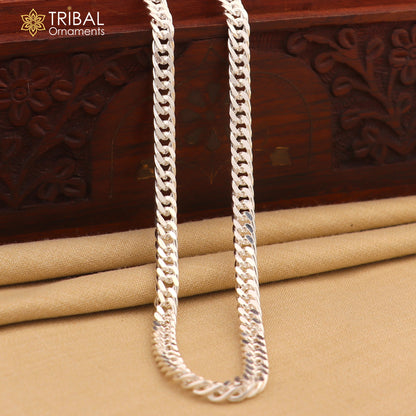 Sterling silver 20"/24" 4mm curb Cuban chain necklace by Tribal Ornaments, stylish handmade jewelry for men.