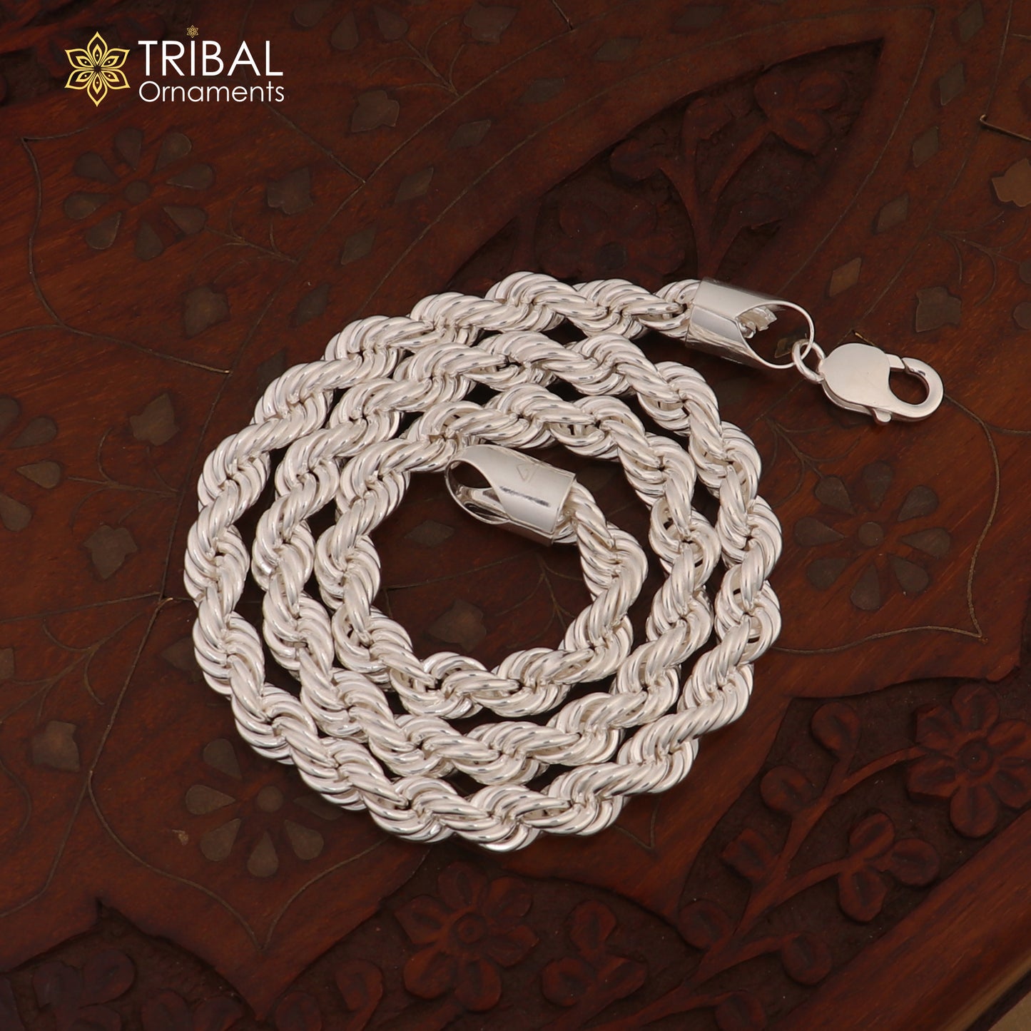 20"/24" Heavy 8mm Rope chain 925 sterling silver handmade rope chain, necklace chain, plain bright silver trendy style men's chain ch570 - TRIBAL ORNAMENTS