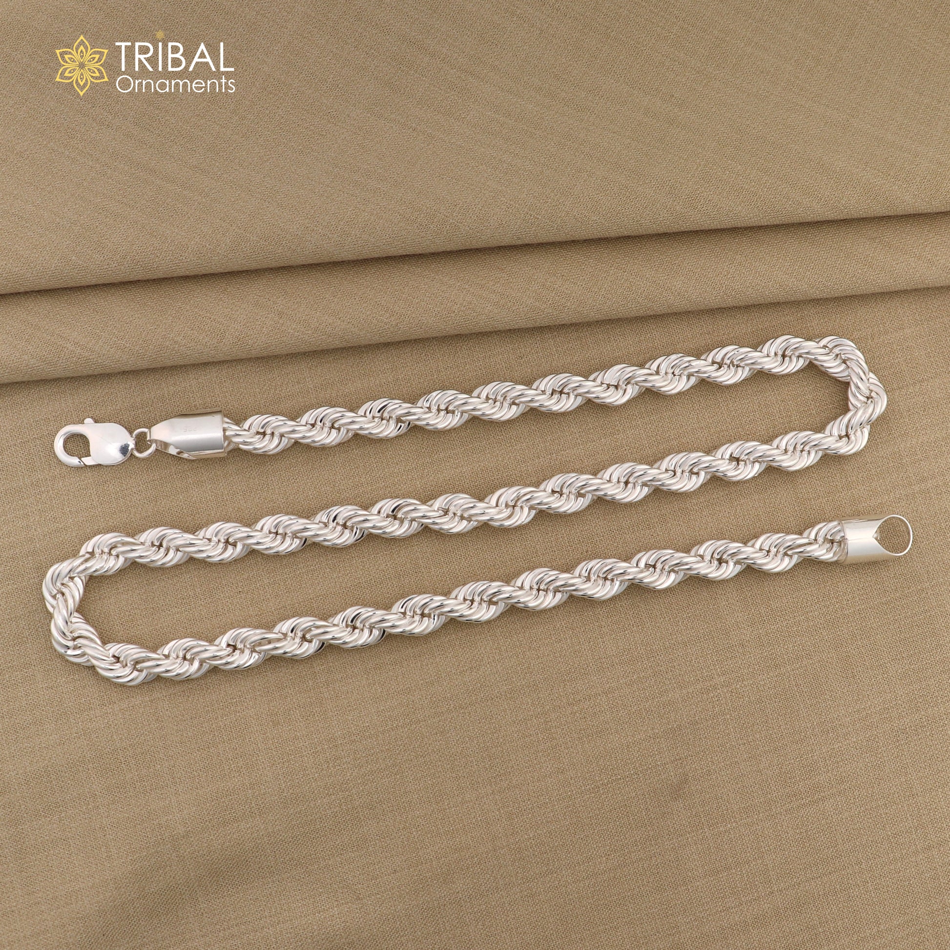 20"/24" Heavy 8mm Rope chain 925 sterling silver handmade rope chain, necklace chain, plain bright silver trendy style men's chain ch570 - TRIBAL ORNAMENTS