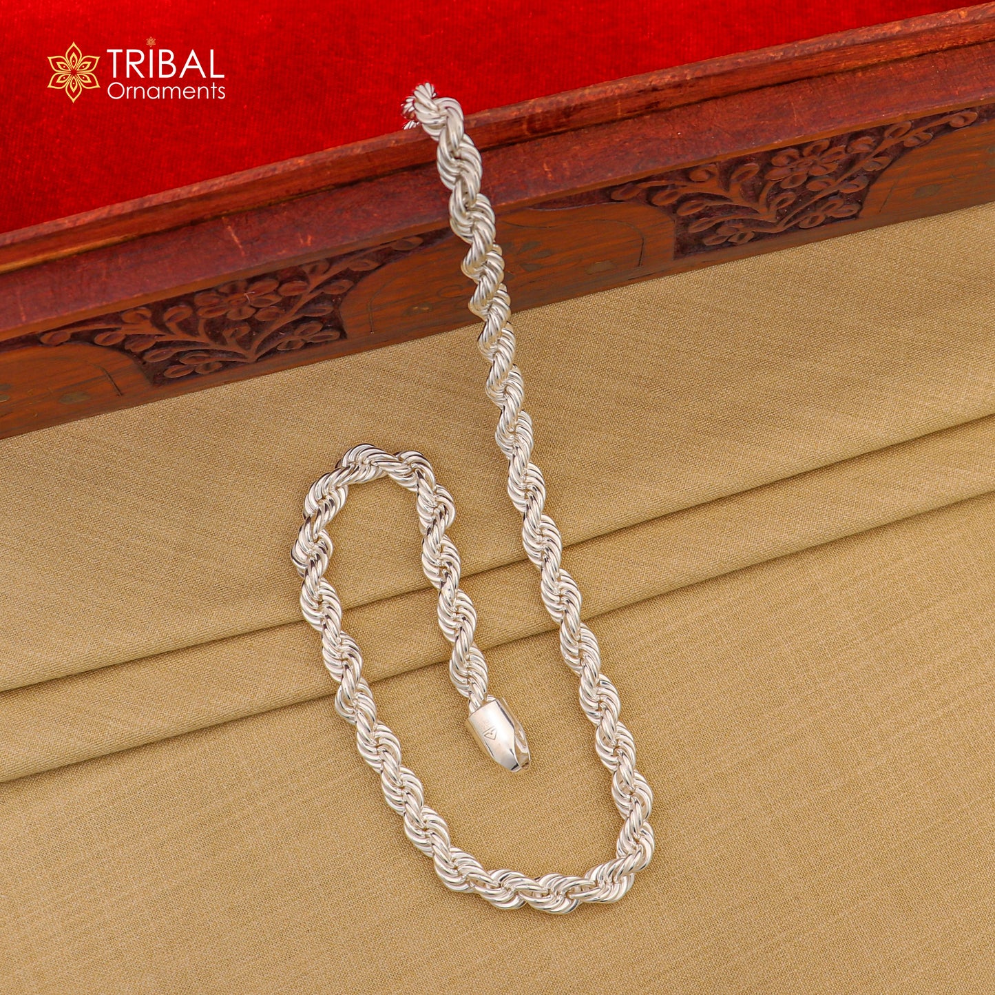 20"/24" Heavy 8mm Rope chain 925 sterling silver handmade rope chain, necklace chain, plain bright silver trendy style men's chain ch570 - TRIBAL ORNAMENTS