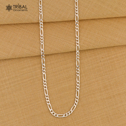 Sterling silver 20 or 24-inch 2.5mm solid Figaro chain by TRIBAL ORNAMENTS, unisex delicate jewelry for all outfits