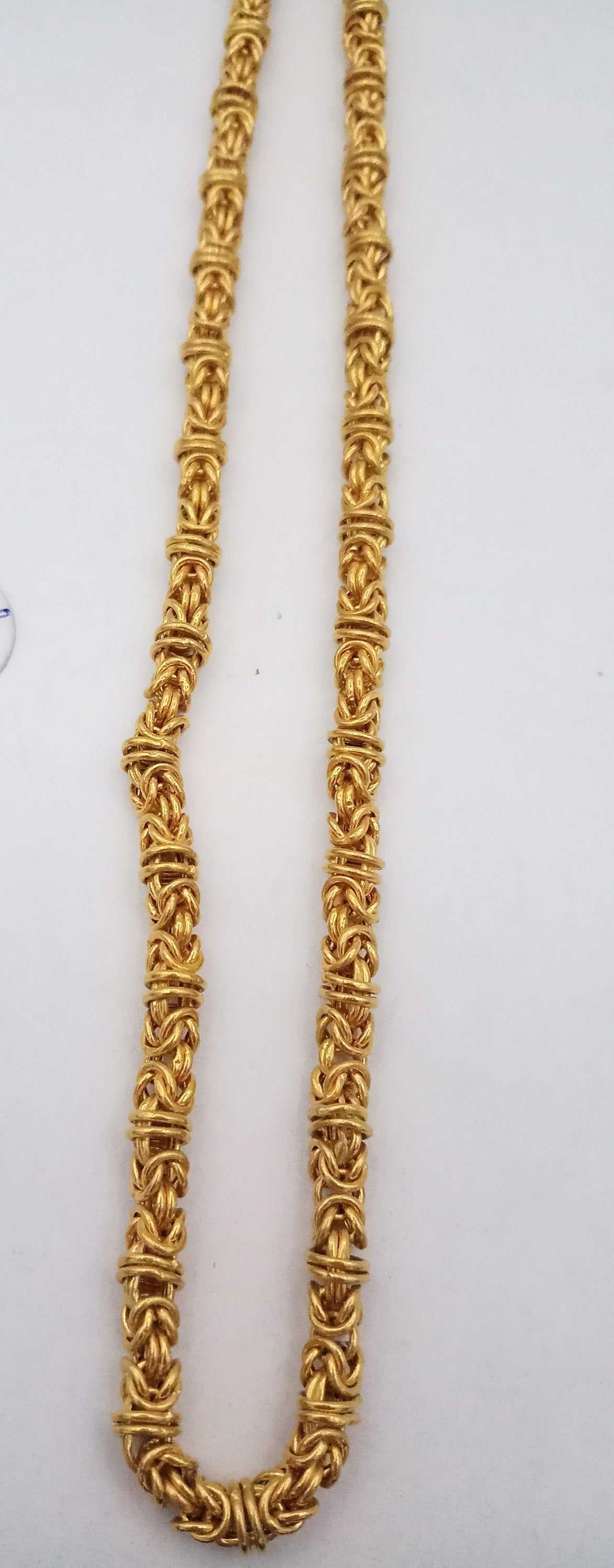 20 inches long 22k yellow gold handmade fabulous byzantine stylish chain necklace unisex gifting jewelry - TRIBAL ORNAMENTS