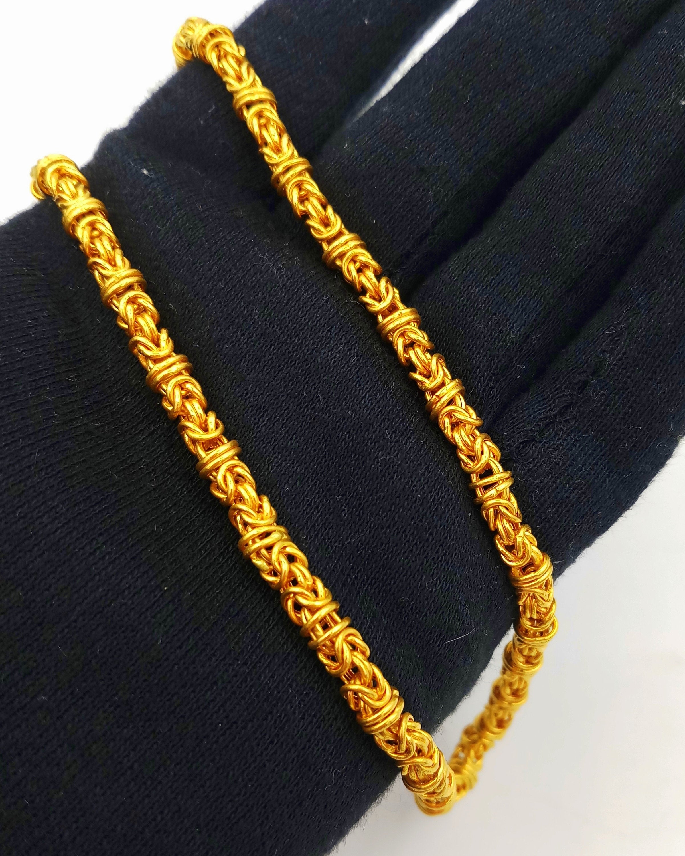 22k Yellow Gold Handmade Byzantine Chain Necklace — 20 Inches | Unisex