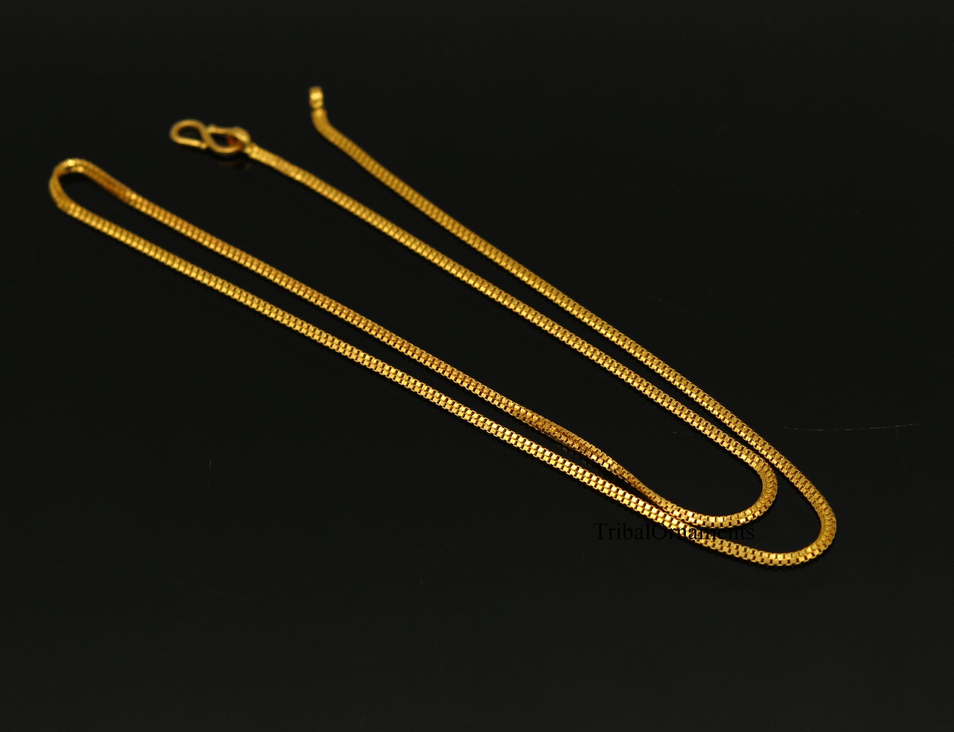 22kt yellow gold handmade Double box chain chain, amazing customized chain best gifting personalized unisex jewelry from india - TRIBAL ORNAMENTS