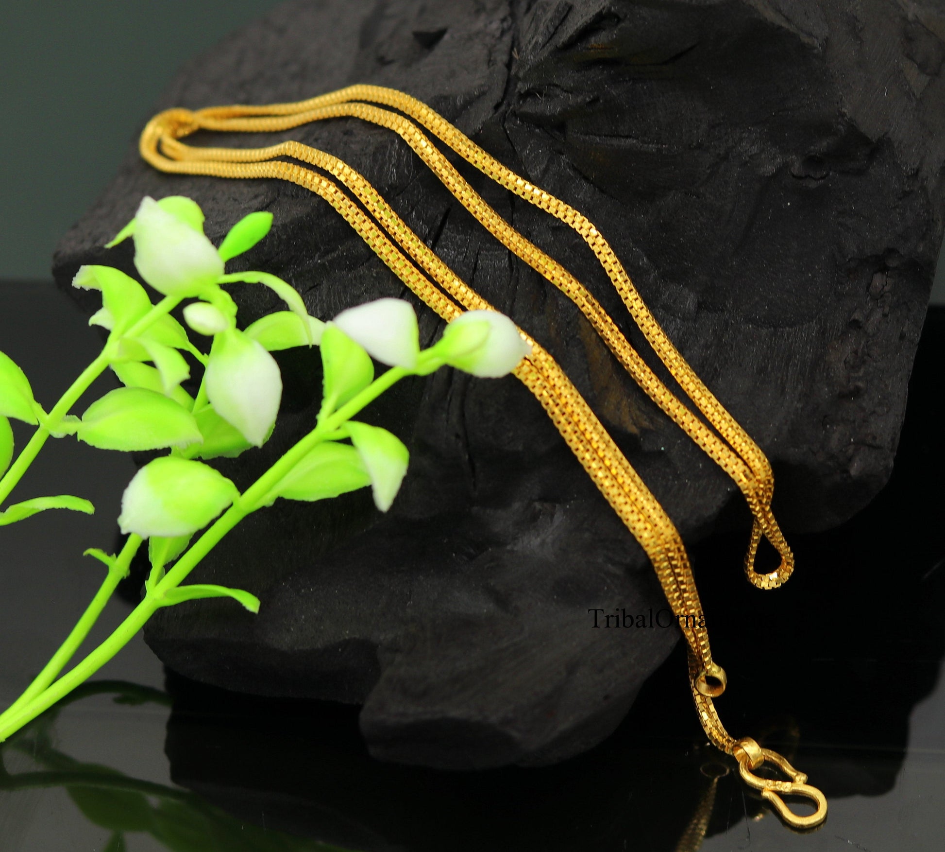 22kt yellow gold handmade Double box chain chain, amazing customized chain best gifting personalized unisex jewelry from india - TRIBAL ORNAMENTS