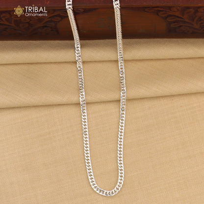 Sterling silver 20"/24" handmade chain necklace with modern trendy design by TRIBAL ORNAMENTS, featuring a distinctive stylish look.