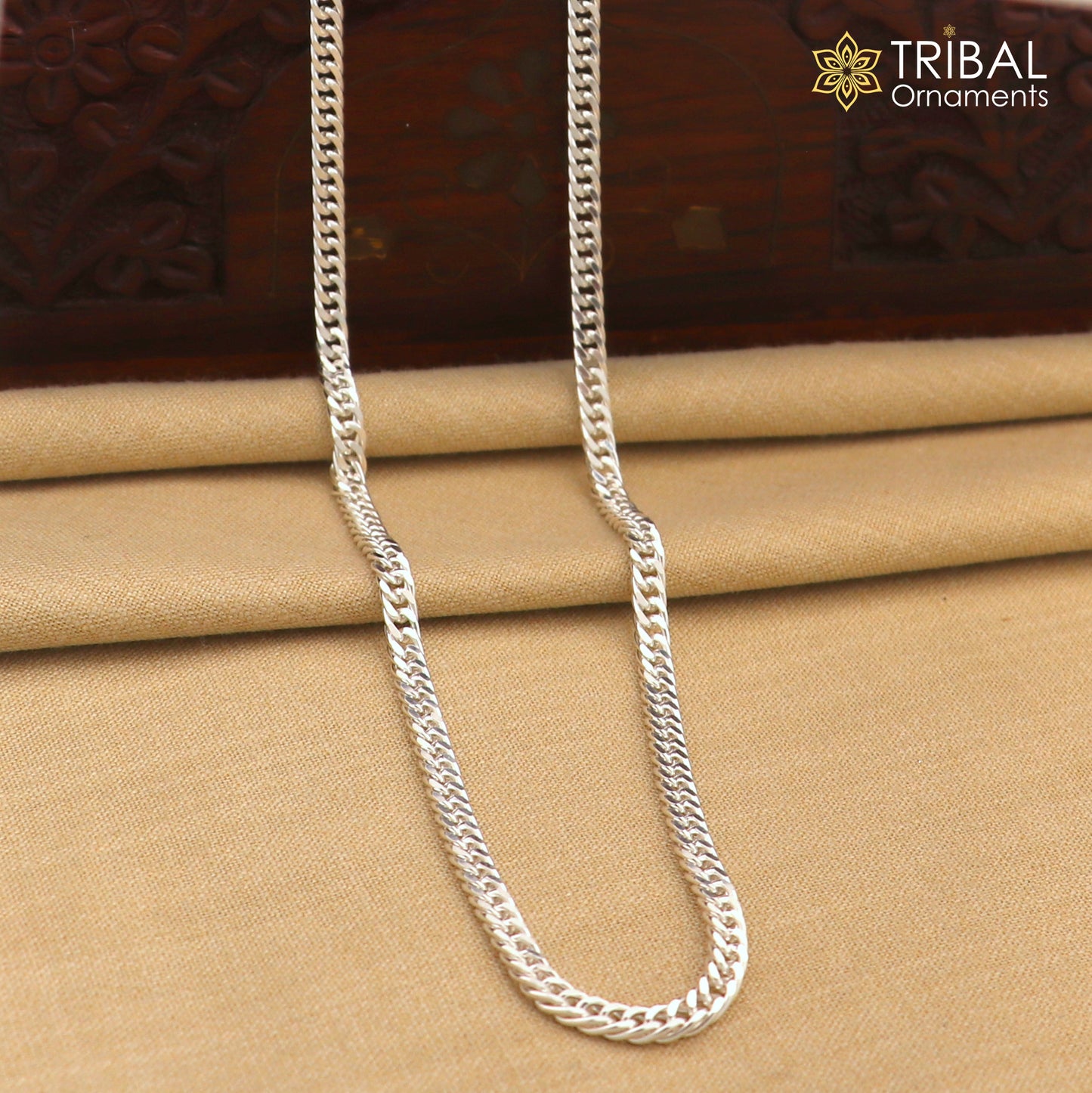 3mm 20"/24" solid 925 sterling silver handmade modern trendy design unique chain necklace giving it a distinctive and stylish look ch233 - TRIBAL ORNAMENTS