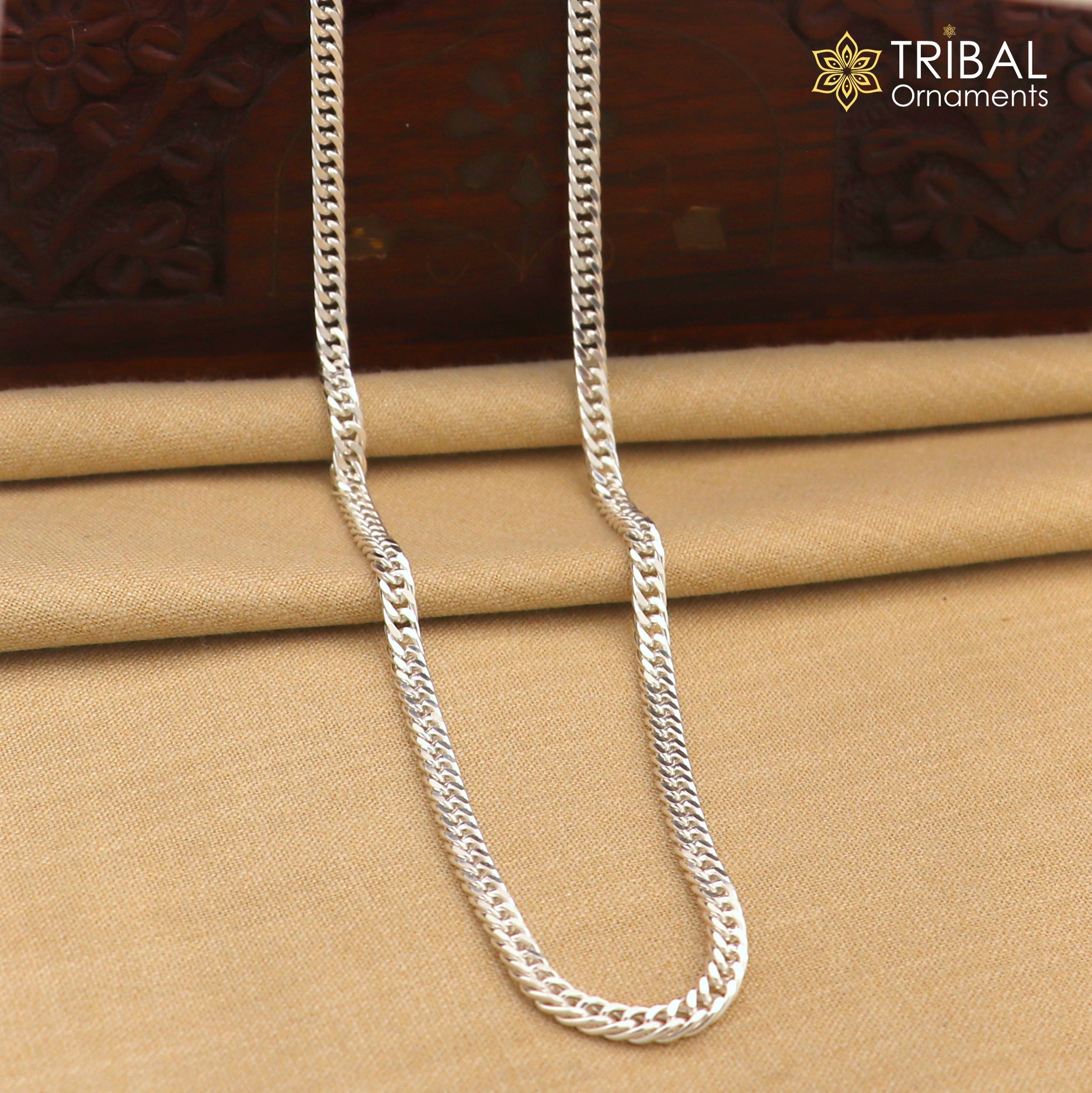 3mm 20"/24" solid 925 sterling silver handmade modern trendy design unique chain necklace giving it a distinctive and stylish look ch233 - TRIBAL ORNAMENTS