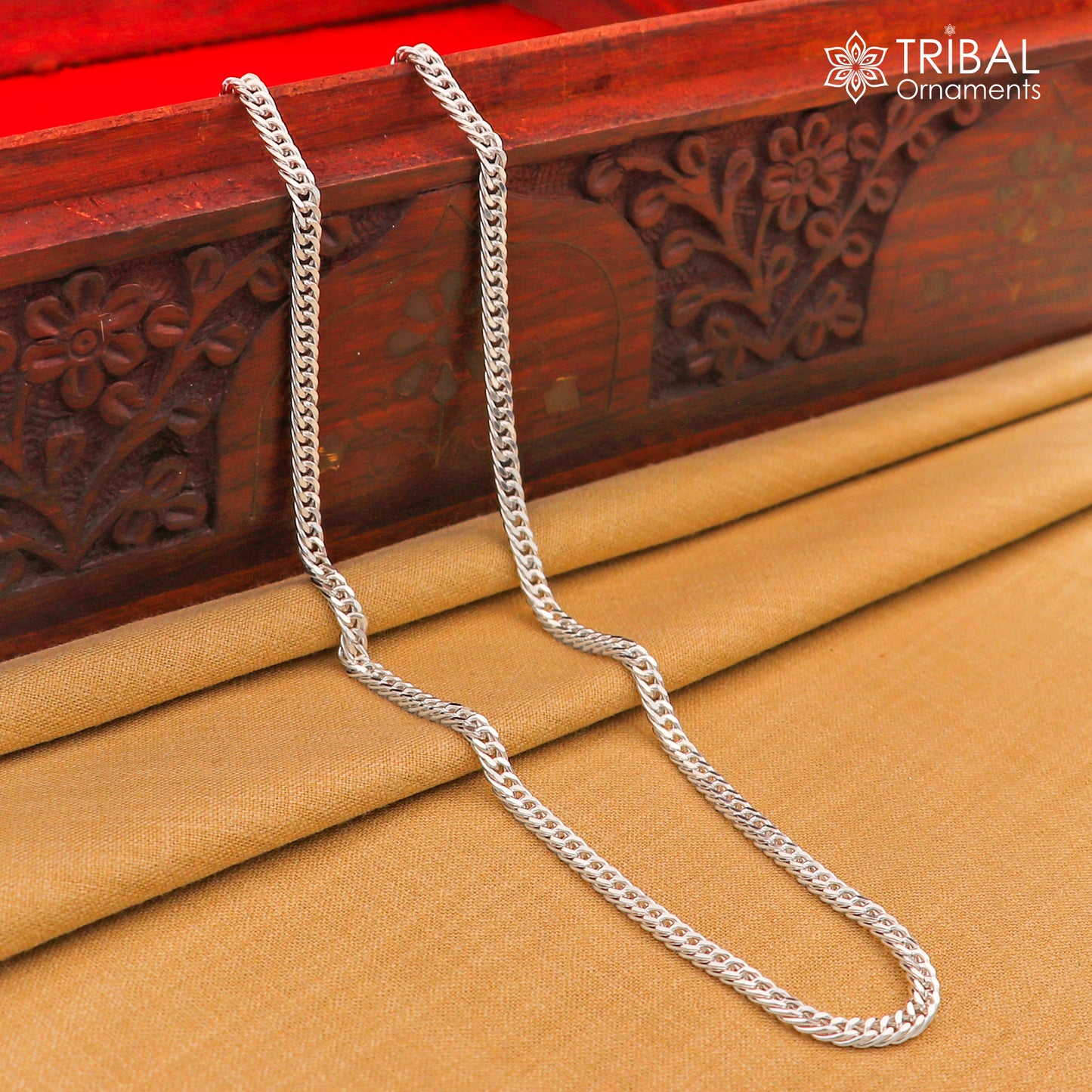 3mm 20"/24" solid 925 sterling silver handmade modern trendy design unique chain necklace giving it a distinctive and stylish look ch233 - TRIBAL ORNAMENTS
