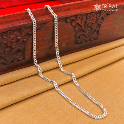 Sterling silver 3mm 20"/24" modern trendy chain necklace with unique handmade design by Tribal Ornaments.