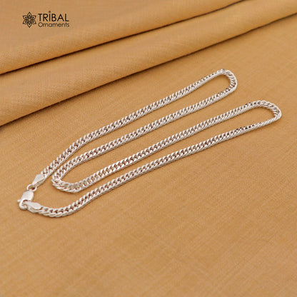 Sterling silver 3mm 20/24-inch modern chain necklace with trendy, handmade tribal-inspired design by TRIBAL ORNAMENTS.