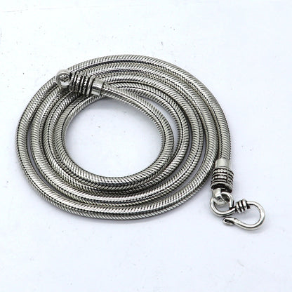 925 sterling silver snake chain necklace with a 4.2 mm diameter, featuring a trendy, handmade pendant chain design by Tribal Ornaments.