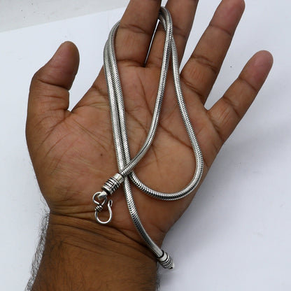 TRIBAL ORNAMENTS 4.2 mm sterling silver snake chain pendant necklace, handmade, trendy silver chain, 20-30 inches long