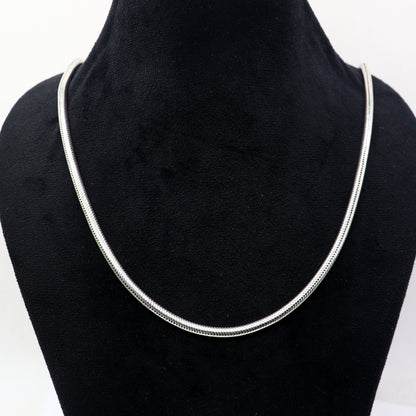 Sterling silver 4.2mm snake chain necklace with handmade design, featuring a sleek, trendy pendant chain from Tribal Ornaments.