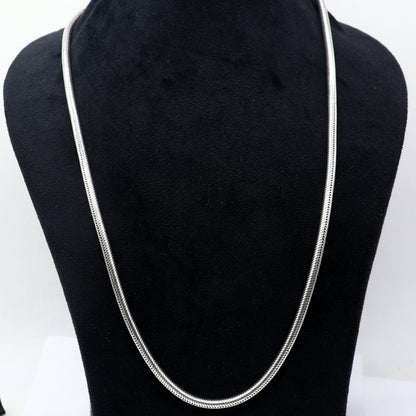 Sterling silver snake chain necklace, 4.2mm thick, handmade by TRIBAL ORNAMENTS featuring a sleek, trendy pendant chain design.